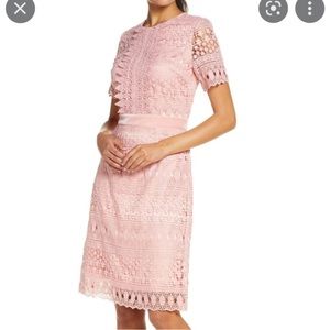 Rachel parcel pink lace sheath dress